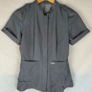 Figs Lira Epaulet Camp Scrub Top Graphite XS